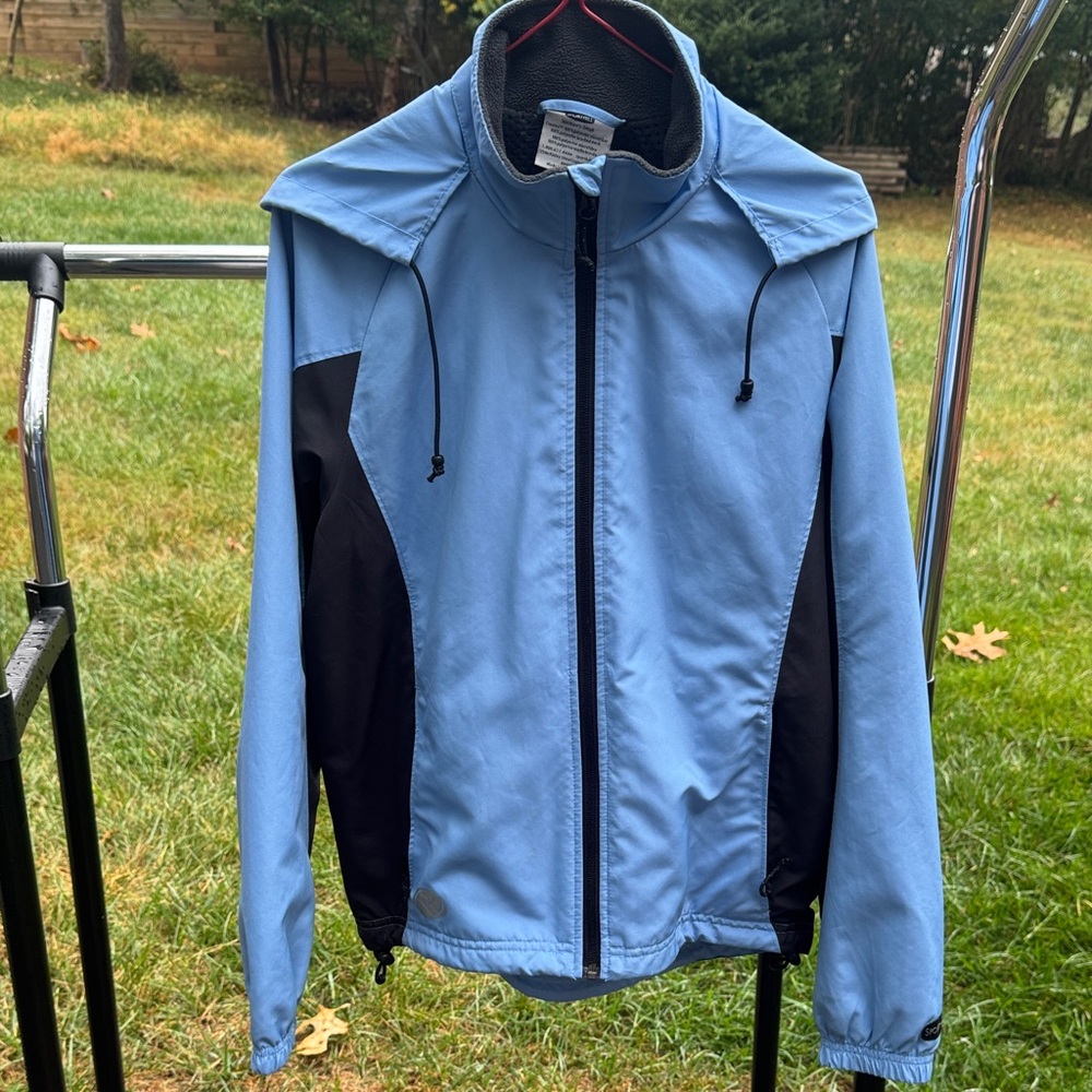 Sky Blue and Black Women's Windbreaker